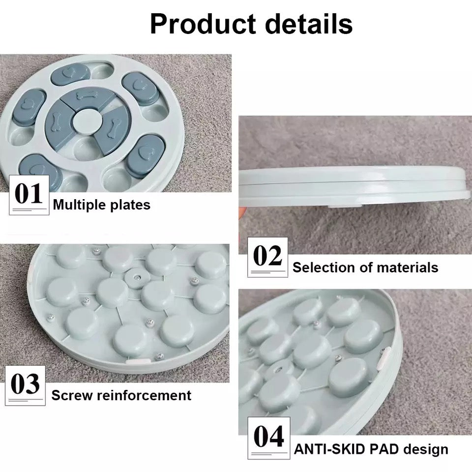 Aurum Paws IQ Puzzle Slow Feeder Bowl for Dogs & Cats