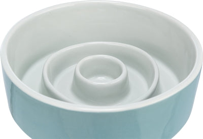 Trixie ceramic slow feeder bowl grey blue